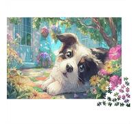 Chiot reposant parmi Les Fleurs Puzzle Pour Adultes, Pet 1000 Pièces Éducatifs, Défiant, Cadeau Et Décorations Domiciliaires 38x26cm/1000pcs