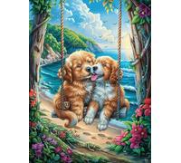 Chiots Golden Retriever Dans le Jardin Puzzle 1000 Piezas Cartón Blanco Premium para Expertos Mitos Cuento de Hadas Vacaciones Fines Semana Hobby Y Ocio Regalo Navideño 1000 PCS