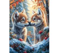 Chiots Loup se câlinant Dans la Neige Puzzle 300 Piezas Cartón Blanco Premium para Expertos Mitos fantásticos Eventos Team Building Ejercita La Mente Hobby Y Ocio 300 PCS