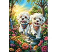 Chiots Pomeranian Dans le Jardin Fleuri Rompecabezas 500 Piezas Cartón Grueso para Coleccionistas Mitos fantásticos Noches De Cita Mejora Concentración Ocio En Casa Regalo Reyes Magos 500 PCS