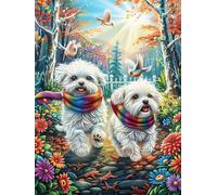 Chiots West Highland Terrier dans le jardin fleuri Rompecabezas 1000 Piezas Cartón Para Toda La Familia Animal cuento de hadas fantástico Entretenimiento Casero Calmar La Mente Calidad Profesional Det