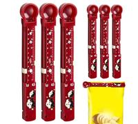 Chip Bags Clip, Food Bag Clips, Heavy-Duty Clamps with Measurement Markings, Reusable Sealing Clips, Fresh-Keeping Resealing Tool for Kitchen, Pantry, Workshop, Home, Camping, Snacks, Beige, Red