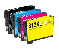 Chip de actualización de Cartuchos de Tinta remanufacturados 812XL Julio de 2024 Compatible con T812 812 XL T812XL para impresoras WF-7820 WF-7840 WF-7310 EC-C7000(812XL Ink 4 Pack)