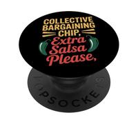 Chip de negociación colectiva Salsa extra por favor Día del Trabajo PopSockets PopGrip Adhesivo