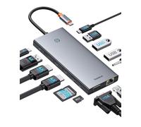 【Chip Optimizado】 Baseus Docking Station USB C 3 Monitores 13 en 1 Hub, 2*HDMI 1*DisplayPort 4K@60Hz, VGA, USB 3.1 10Gbps, PD100W, Ethernet para Laptop