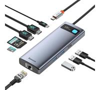 [Chip Optimizado] Baseus Docking Station USB C Dual HDMI, 9 en 1 Dual Monitor Adaptador con 2 HDMI 4K, Ethernet RJ45, 3 USB, PD 100W, Lector de Tarjetas SD/TF para MacBook/iPad/DELL/HP/Surface/Lenovo