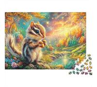 Chipmunk sostiene bellinas en bosques Coloridos Puzzle De 1000 Piezas Adorable Ardilla Juego Desafiante para Hombres, Mujeres Y Ancianos 70x50cm/1000pcs
