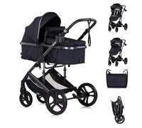 Chipolino Amore 2 en 1 - Soporte para bebidas, bolsa para pañales, funda para los pies, color negro