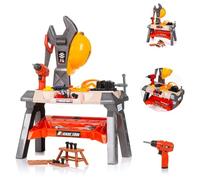 Chipolino Banco de trabajo infantil, 63 piezas, juego de herramientas, casco, sierra, taladro, colores: gris