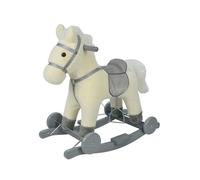 Chipolino Caballo balancín con sonido, con ruedas, asiento en forma de sillín, asas de madera, felpa, color: beige