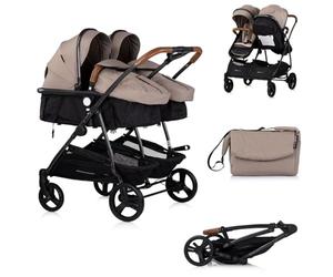 Chipolino cochecito para hermanos y hermanas Nuevo Twin Duo Smart plegable cesta, coloris:braun schwarz