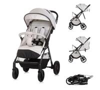 Chipolino Cochecito Sparkle, plegable, correa en el mango, ajustable, color: beige y blanco