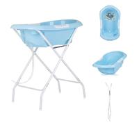 Chipolino Noemi - Soporte para bañera plegable, desagüe, compartimentos de almacenamiento, color azul