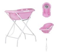 Chipolino Noemi - Soporte para bañera plegable, desagüe, compartimentos de almacenamiento, color rosa