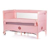 Chipolino Relax Linen Flamingo Cuna de Viaje de Tela de Lino, Apta hasta 15 kg. Incluye Alfombra Suave, Lado abatible con Dos Niveles, Bolsillo Lateral, Entrada con Cremallera, Ruedas con Frenos