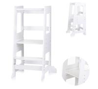 Chipolino - Torre de aprendizaje para niños (trampolín de madera), diseño de escalón, color blanco