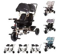 Chipolino Triciclo doble Hip Hop, dos niños, hasta 40 kg, asientos giratorios 360°, color: negro