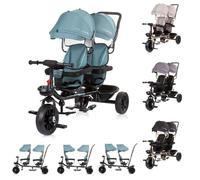 Chipolino Triciclo doble Hip Hop, dos niños, hasta 40 kg, asientos giratorios 360°, color: turquesa