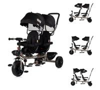 Chipolino Triciclo doble Hip Hop para dos niños, hasta 40 kg, asiento giratorio 360°, color negro