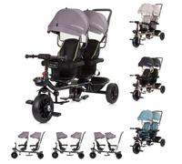 Chipolino Triciclo doble Hip Hop para dos niños, hasta 40 kg, asientos giratorios 360°, color: gris