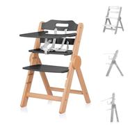 Chipolino - Trona infantil de madera Cacao silla escalera, reposapiés, plegable, color gris