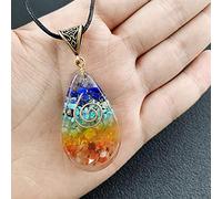 Chips de colores Piedra Natural Chakra Orgone Energy Colgante Collar Péndulo Amuleto Orgonita Collar de cristal-Rifle negro