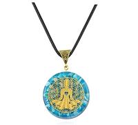 Chips de colores Piedra Natural Chakra Orgone Energy Colgante Collar Péndulo Amuleto Orgonita Collar de cristal-Color amarillo claro