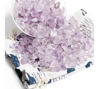 Chips de Cristal de Amatista Ligera Piedra triturada Natural de 500g, Cristales curativos a Granel, Piedras Preciosas de Cristal triturado para Manualidades, Hermoso Paquete para Regalo