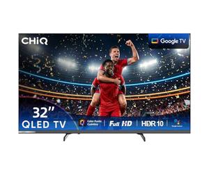 CHiQ L32QST 32 Pulgadas QLED Smart TV, Google TV, Dolby Audio,HDR10 & HLG | DBX-TV, Asistente de Google, Chromecast Integrado, Wi-Fi de Doble Banda, Marco metálico sin Bordes,H.264,H.265
