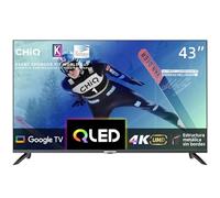 CHiQ U43QM8G Smart Google TV de 43 Pulgadas, QLED UHD con HDR, sin Marcos, con Google TV, Dolby Audio, Triple sintonizador, Wi-Fi 2.4G/5G, Asistente de Google, HDMI 2.1, USB 2.0, 2024