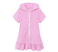 Chiquitas Swim encubre a los niños Encubrimiento de Traje baño Playa Encapuchado Albornoz Absorbente Beach Vestido, Encaje, Volantes y Cintura elástica, Ideal para Escuela/g