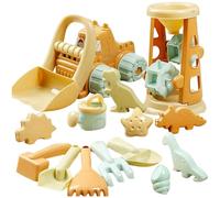CHISHAYA Juego de juguetes de playa de 15 piezas para niños, de plástico, incluye cubo, pala de arena, rastrillo y cangrejo que proporciona juguetes de natación juguetones para niños (B, talla única)