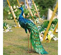 chisheen Estatua Solar de Pavo Real al Aire Libre, decoración de jardín para Exteriores, decoración de Patio de Metal, decoración al Aire Libre para césped, Patio, Fiesta, Boda, día de la Madre,