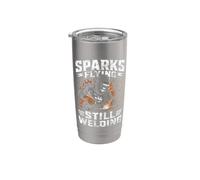 Chispas Volando Todavía Soldadura Soldador Metal Trabajador Hombres Vaso térmico de acero inoxidable de doble pared