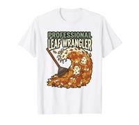 Chistes humorísticos Profesionales de Leaf Wrangler Fall Yard Raking Camiseta gráfica económica, Hombre, Blanco, XL