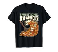 Chistes humorísticos Profesionales de Leaf Wrangler Fall Yard Raking Camiseta gráfica económica, Hombre, Negro, L