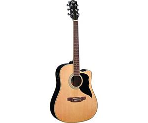 Chitarra acustica elettrificata. Tavola in abete laminato, fasce e fondo in linden. Adatto a chi fa il primo passo nel mondo della chitarra acustica. Dotata di preamplificatore VAN3L EQ.
