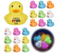 Chitidr 25 patos de goma cristianos que brillan en la oscuridad a granel Jesús me ama pato de 2.2 pulgadas, versículo bíblico luminoso, juguete chirriante para la escuela dominical, iglesia, regalos