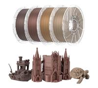 Chitu Systems - Paquete de filamento de madera PLA, filamento PLA para impresora 3D de 1.75 mm, nogal, cerezo, roble blanco y teka con fibra de madera real, paquete de 4x1KG, 4 kg