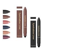 Chiura Shadow Liner 2 en 1 Delineador de ojos Sombra de ojos, Sombra de ojos elaborada, Resistente al agua, Suave y fácil de colorear(Black+Brown)