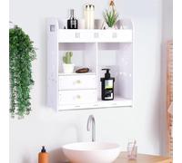 Chiusuet Armario de baño montado en la pared, moderno armario de inodoro con cajón y estantes, gabinete de medicamentos de baño, gabinete de almacenamiento para baño, lavandería, cocina