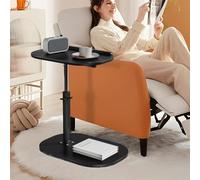 Chiusuet Mesa auxiliar ajustable para sofá, mesa auxiliar en forma de C para sofá, mesas laterales delgadas para sala de estar, con parte superior giratoria, altura ajustable de 17.7 a 31.4 pulgadas
