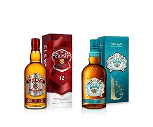 Chivas Regal 12 Años Whisky Escocés de Mezcla, 700ml + Mizunara Whisky Escocés de Mezcla Premium Whisky Japonés, 700 ml