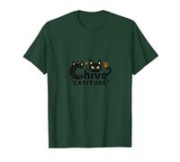 Chive Catitude: Sassy Cat Lover Diseño con Huellas de Patas Camiseta, Hombre, Verde Bosque, 3XL