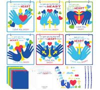 Chivertion 30 juegos de poemas para el día del padre, kit de manualidades para niños, kit de tarjetas de huellas de manos para el día del padre, manualidades religiosas, kit de manualidades para papá