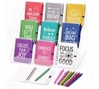 Chivertion 36 Set Small Spiral Inspirational Notebooks with Pens 4x5.5 Inch Inspirational Journals Bulk Motivational Appreciation Thank You Gift for Team Coworker Teacher Student Volunteer (Vibrant)