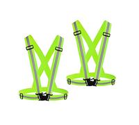 Chiwo - Chaleco reflectante para correr, 2 unidades, chaleco de seguridad ajustable de alta visibilidad, cinturón reflectante para ciclismo nocturno, senderismo, correr, pasear al perro, Verde