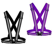 Chiwo - Chaleco reflectante para correr, 2 unidades, chaleco de seguridad ajustable de alta visibilidad, cinturón reflectante para ciclismo nocturno, senderismo, correr, pasear al perro, Verde