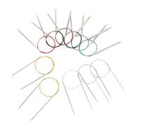 Chiyyak 11 Piezas Agujas de Tejer Circulares, Juego de Agujas de Tejer de Acero Inoxidable de 2 Mm a 8 Mm, 80 Cm de Longitud con Diseño Semi Puntiagudo, para Bufandas, Sombreros,