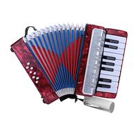 Chiyyak Acordeón de piano de 17 teclas y 8 bajos, instrumento musical para principiantes (rojo)